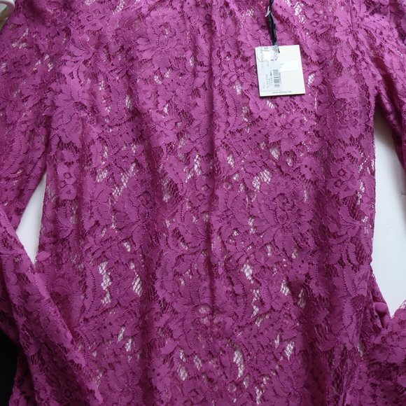 Milly Dressy 2 Piece Ivy Lace Blouse with Camisole Top Fuschia Pink USA Size 8 - Picture 7 of 10
